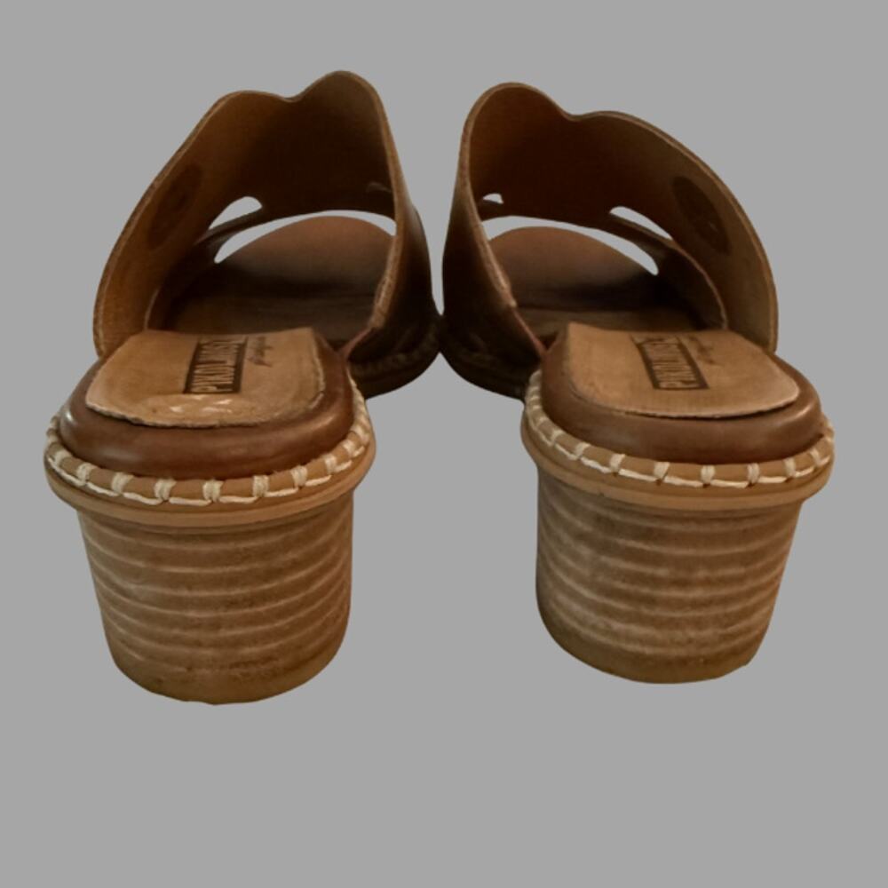 Pikolinos Brown Leather Heeled Mule Slide Sandal Women Size 8 / EU 39 - Picture 3 of 6
